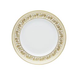 White and gold porcelain dessert plate, 21.6 x 21.6 x 2.6 cm | Anna