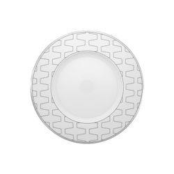 Conjunto de louças de porcelana branca e platina com 24 peças | Trasso