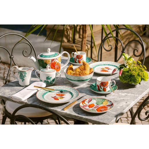 Assiette à dessert en porcelaine multicolore, 21,6 x 21,6 x 2,6 cm | Lotus