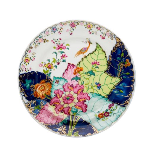 Assiette à dessert en porcelaine multicolore, 21,6 x 21,6 x 2,6 cm | Feuille de tabac