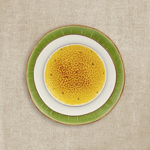 Passion Fruit Dessert Plate made of yellow and purple earthenware, Ø 21 x 2.6 cm | Tropical Fruits