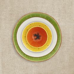Passion Fruit Dessert Plate made of yellow and purple earthenware, Ø 21 x 2.6 cm | Tropical Fruits