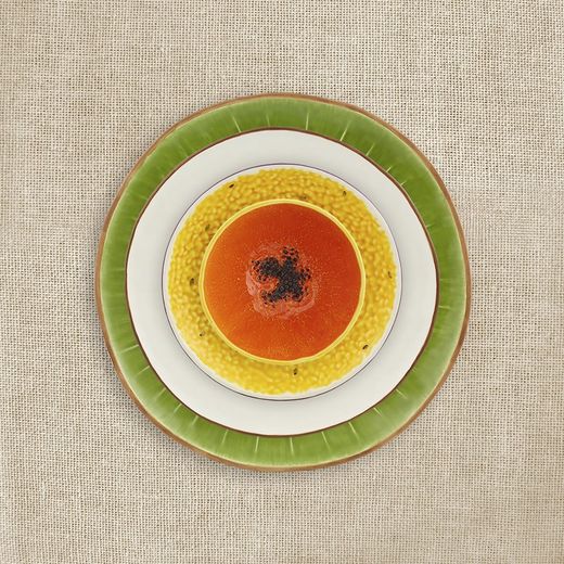 Passion Fruit Dessert Plate made of yellow and purple earthenware, Ø 21 x 2.6 cm | Tropical Fruits