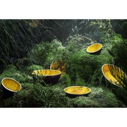 Passion Fruit Dessert Plate made of yellow and purple earthenware, Ø 21 x 2.6 cm | Tropical Fruits