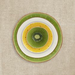 Passion Fruit Dessert Plate made of yellow and purple earthenware, Ø 21 x 2.6 cm | Tropical Fruits