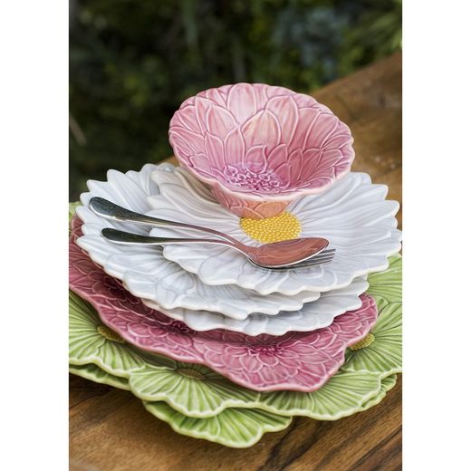 Assiette à dessert Margarita en faïence blanche, 23 x 22,8 x 2 cm | Maria Flor