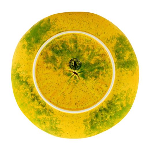 Papaya aardewerk dessertbord in oranje en geel, 21,1 x 21 x 2,6 cm | Tropische vruchten