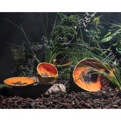 Papaya aardewerk dessertbord in oranje en geel, 21,1 x 21 x 2,6 cm | Tropische vruchten