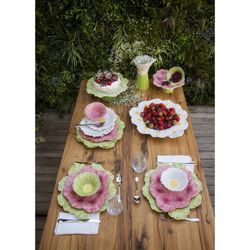 Cosmos earthenware presentation plate in green, 37 x 34.5 x 2 cm | Maria Flor