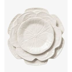 24-teiliges weißes Steingutgeschirr | Weißkohl