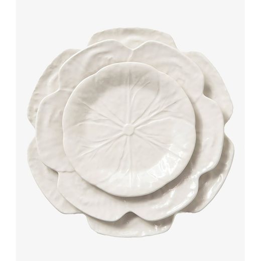 24-teiliges weißes Steingutgeschirr | Weißkohl