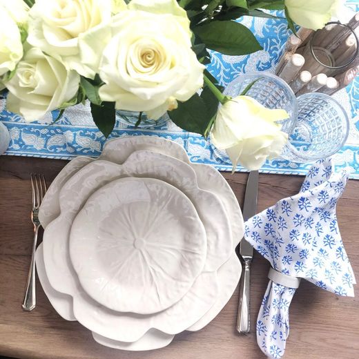 24-teiliges weißes Steingutgeschirr | Weißkohl