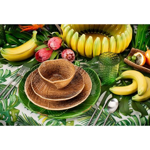 Ceramiczny talerz prezentacyjny w kolorze zielonym, 35 x 34,8 x 3,7 cm | Bananowa Madera