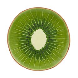 Green and brown earthenware serving plate, 33 x 32.6 x 3 cm | Tropical Fruits