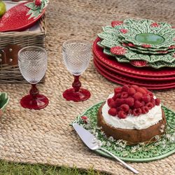 Vaisselle en faïence 24 pièces rouge et vert | Fraises