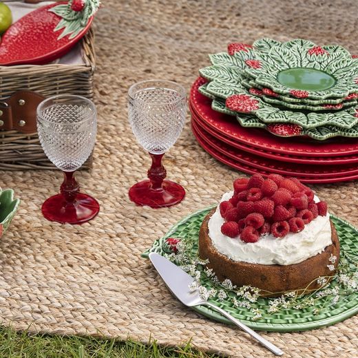 Vaisselle en faïence 24 pièces rouge et vert | Fraises