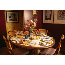 Plat de service en porcelaine blanche et bleue, 32,8 x 32,8 x 2,9 cm | Coralina Blue