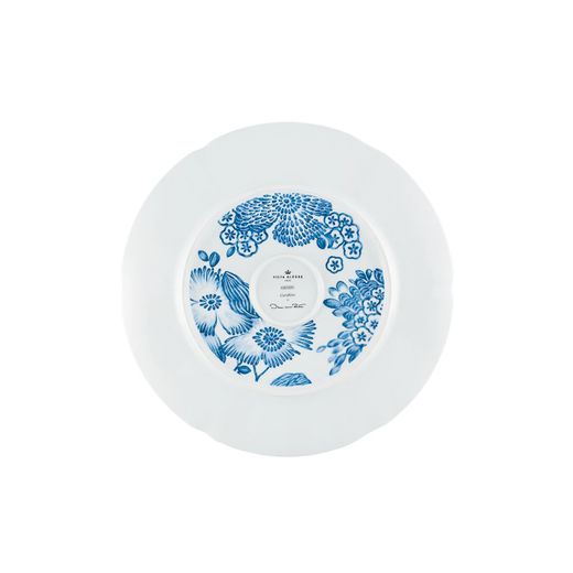 Plat de service en porcelaine blanche et bleue, 32,8 x 32,8 x 2,9 cm | Coralina Blue