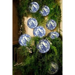 XL Porcelain Presentation Plate in Antique Blue and White, 39.6 x 39.6 x 3.8 cm | The Meaning