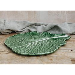 Green earthenware cheese plate, 39.5 x 35.5 x 1 cm | Cabbage