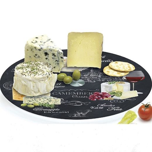 Assiette à fromage rotative en verre multicolore, Ø 32 x 2,5 cm | Monde du fromage