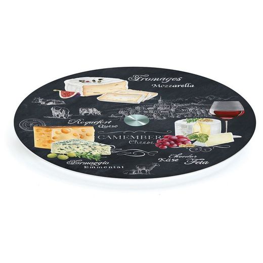 Assiette à fromage rotative en verre multicolore, Ø 32 x 2,5 cm | Monde du fromage