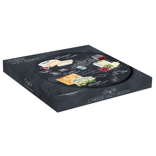 Assiette à fromage rotative en verre multicolore, Ø 32 x 2,5 cm | Monde du fromage