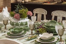 24-teiliges weißes Steingutgeschirr | Weißkohl