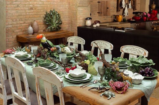 24-teiliges weißes Steingutgeschirr | Weißkohl