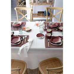 Deep earthenware plate in maroon and white, 24 x 21 x 4 cm | Fish