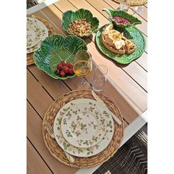 24-piece white and green stoneware dinnerware set | White Cabbage and Cabbage