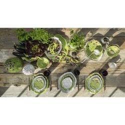 Głęboki talerz z zielonej ceramiki, 28,2 x 23,7 x 5,2 cm | Karczoch