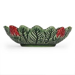 Piatto fondo in terracotta verde e rosso, Ø 23,5 x 6,5 cm | Fragole