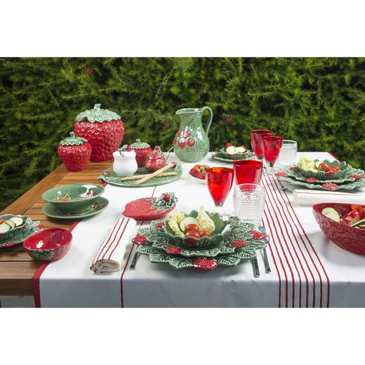 Vaisselle en faïence 24 pièces rouge et vert | Fraises
