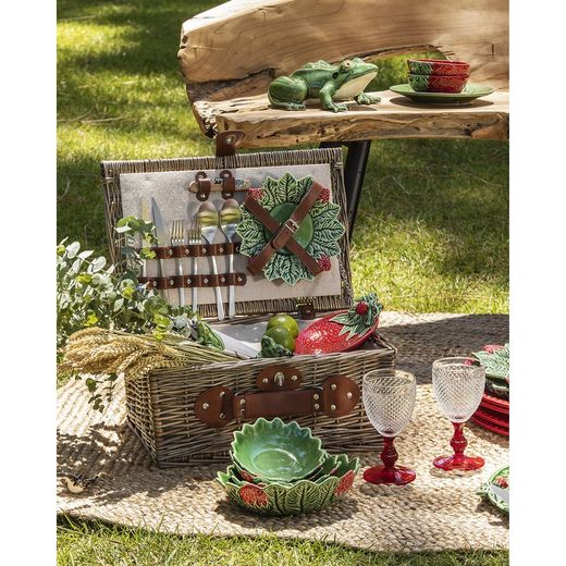 Vaisselle en faïence 24 pièces rouge et vert | Fraises