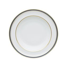 Prato fundo de porcelana branco, azul e dourado, 22,8 x 22,8 x 3,7 cm | Cambridge