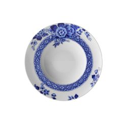 Prato fundo de porcelana branca e azul, 25,2 x 25,2 x 4,6 cm | Azul Ming