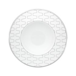 Conjunto de louças de porcelana branca e platina com 24 peças | Trasso