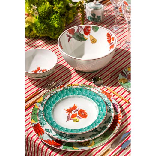Assiette creuse en porcelaine multicolore, 22,8 x 22,8 x 3,7 cm | Lotus