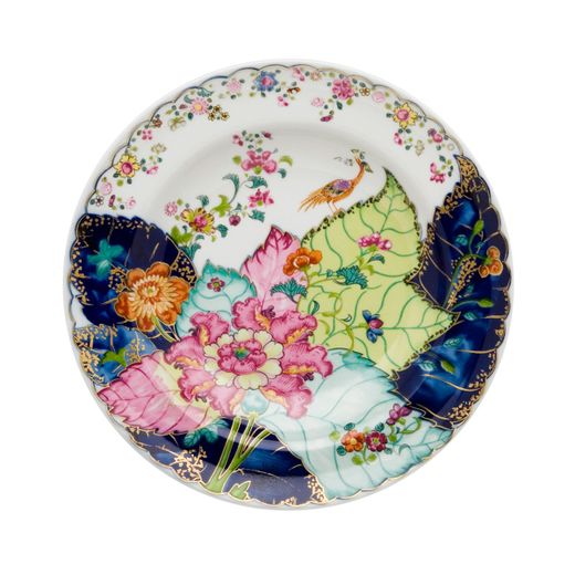 Assiette creuse en porcelaine multicolore, 25,1 x 25,1 x 4,1 cm | Feuille de tabac