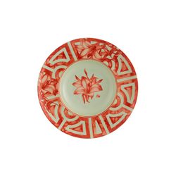 Antique Red and White Porcelain Deep Plate, 25.2 x 25.2 x 4.6 cm | The Meaning