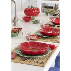 Large deep red earthenware plate, 34 x 32 x 7 cm | Tomato