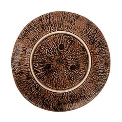 Talerz obiadowy z ceramiki Coco w kolorze białym i brązowym, 27,8 x 27,4 x 2,6 cm | Owoce Tropikalne