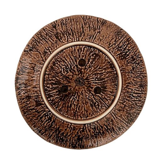 Talerz obiadowy z ceramiki Coco w kolorze białym i brązowym, 27,8 x 27,4 x 2,6 cm | Owoce Tropikalne