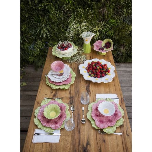 Service de table en faïence 18 pièces Dalia rose | Maria Flor