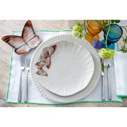 Flat earthenware plate in beige and multicolor, 28 x 27.5 x 3.5 cm | Cloudy Butterflies
