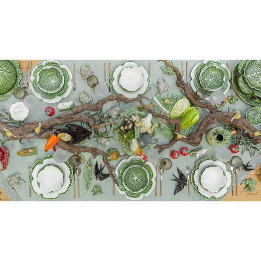 24-teiliges weißes Steingutgeschirr | Weißkohl