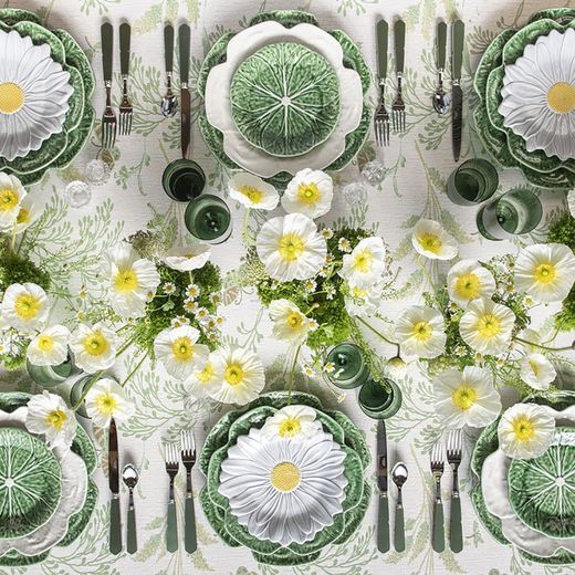 24-teiliges weißes Steingutgeschirr | Weißkohl