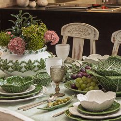 24-teiliges weißes Steingutgeschirr | Weißkohl