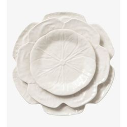 24-teiliges weißes Steingutgeschirr | Weißkohl